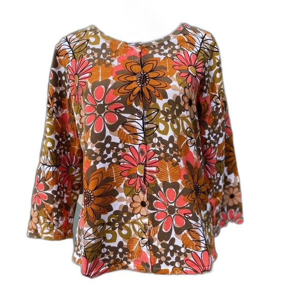 Willi Smith button fall floral sweater light weight. - Picture 2 of 9